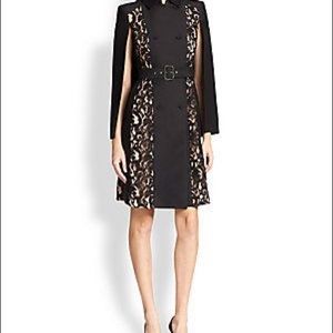 BCBG Black Genevieve Lace Cotton/ Silk Cape Dress